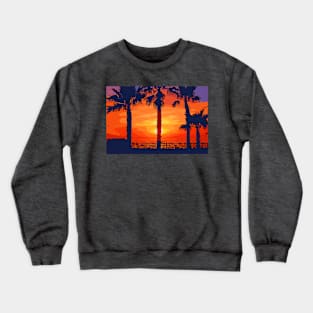 Sunset Behind The Palm Tree Crewneck Sweatshirt